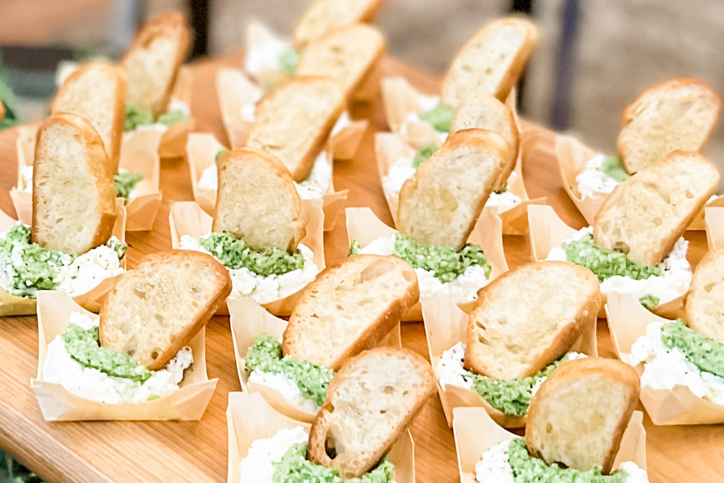 Ricotta Pea Pesto Dip - Individual Cups | Brie & Bamboo Ricotta Pea Pesto Dip - Individual Cups | Brie & Bamboo